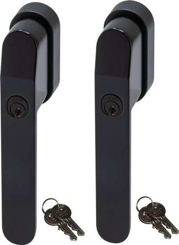 ABUS FG400BK, abschließbarer Fenstergriff in schwarz im Set 2 Stück, alle gleichschließend AL0145 mit Vier Schlüsseln