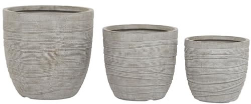 Home ESPRIT Set de Maceteros Beige Fibra de Vidrio Magnesio 45 x 45 x 43 cm (3 Unidades)
