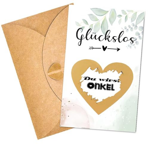 ZELAITE Schwangerschaft verkünden Onkel mit Rubbelkarten, Rubbelkarte Du wirst Onkel mit Kuvert, Überraschung Geschenke für die Familie zum Schwangerschaft verkünden (Onkel)