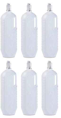 Acan Tradineur - Lot de 6 bouteilles en plastique avec anse - Disponible avec bouchon à pression et anse - En plastique (PP) - 35 x 8,5 x 11 cm - 2 litres