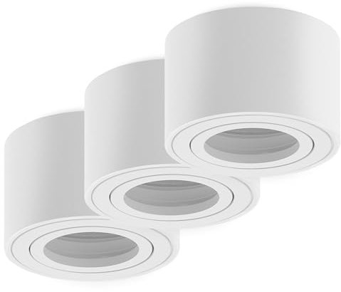 Oktaplex 3 Stück Aufbauspot Lile S für LED Module 230V Aufbauleuchte Aluminium rund LED Aufbaustrahler weiss