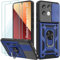 Yohii Funda para Xiaomi Redmi Note 13 Pro 4G/Poco M6 Pro 4G, con 2 Piezas Vidrio Templado, Cubierta De Cámara Deslizante, 360 Anillo Soporte PC y Silicona TPU Bumper Antigolpes Case, Azul