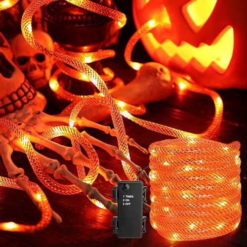 BrizLabs Halloween Decorazioni Catena Luminosa, 36 LED Autunnali Stringa Luci da Esterno Arancia Batteria Albero di Natale Luce Decorative per Interno Casa Patio Giardino Ringraziamento Nozze Festa