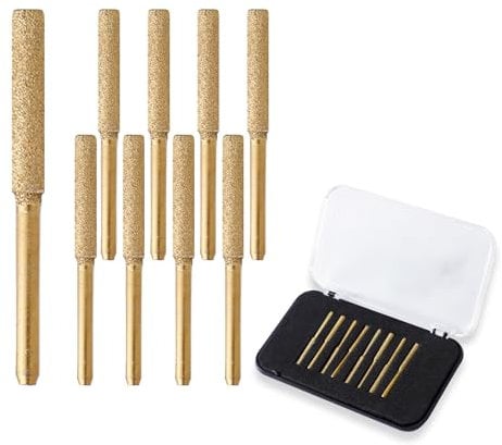 YARDMARIS 8 Pcs Diamond Chainsaw Sharpener, High Hardness Chainsaw Sharpener Stones - Titanium Plated Bits - Burr Grinding Stone File Wheels, Grinding Tool for Metal Chainsaw Jade Glass (5/32)