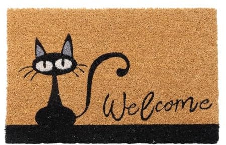 BOLTZE Fußmatte Welcome CAT Natur schwarz Schrift mit Katze Kokosfaser PVC 60x40cm