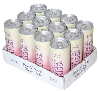 The French Kiss Club - Rosé Wine (12 x 250ml), 13% ABV, Canned Wine, Grenache, Cinsault & Syrah, Fine, Fruity & Floral, Sustainable Packaging, Recyclable