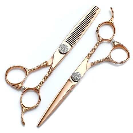 Hairdressing Scissors 18K Rose Gold Hairdressing Scissors 6-inch Flat Scissors for Barbers