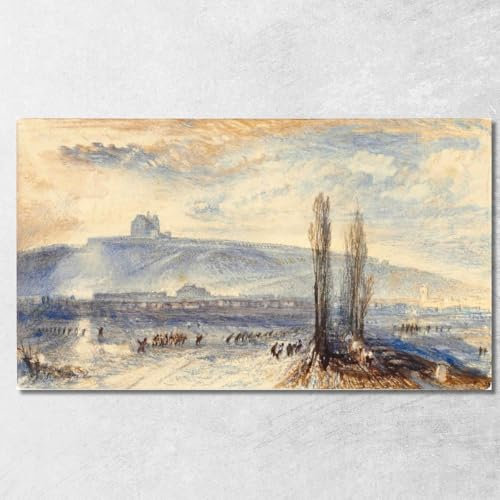 Brienne Joseph Mallord William Turner jwt33 Kunstdruck auf Leinwand, Fine Art, gerahmt, fertig zum Aufhängen, hochwertig, 50 x 30 cm