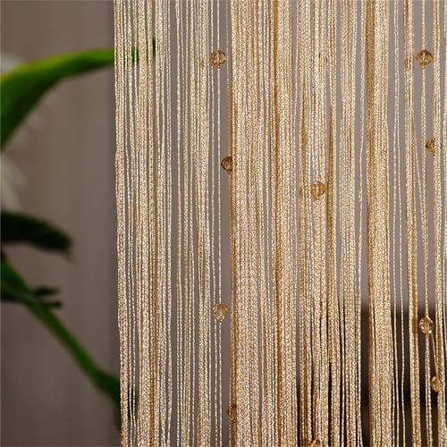 2 Stücke Fadenvorhang 100 X 200cm, Türvorhang Glitzer Schön, Für Türen Vorhang Terrasse Türvorhänge Terrassentür Fliegentürvorhang Dekorative Gardine Raumteiler (Champagner)