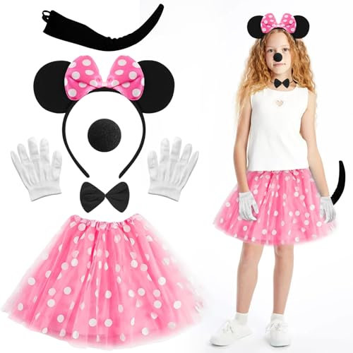 Crzyplea Costume Da Topo Per Bambina Donne Con Fascia Per Orecchie Da Topo, Tutù Da Bambina Donne, Vestito Da Principessa, Set Di Abbigliamento Per Feste In Costume, Feste Di Carnevale (bambino)