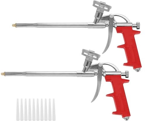 EACHPT Pistola Schiuma Poliuretanica,Schiuma Poliuretanica per Pistola,2 Pezzi,Non è necessario il detergente, per Calafataggio,Sigillatura,Riempimento(con 10 ugelli)