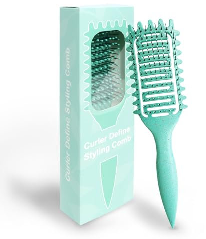 Qufiiry Lockenbürste, Haarbürste ohne Ziepen, Curl Defining Brush, Einzigartige Profi Detangler for Women and Men, Grün