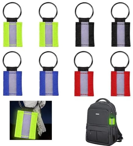 Xuigort 8 Stück Reflektierende Anhänger, Reflektierende Schlüsselanhänger Reflektierender Sicherheitsanhänger Sicherheits Reflektor Anhänger, für Schulranzen Rucksack Joggen (Vier Farben)
