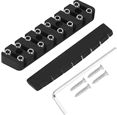 Sattelsatz für E-Gitarre, 7/8-Saiter-Zubehör ohne Kopf, hochwertiger Messing-Kontermutter-Knochensattel, kompakt und einfach zu installieren, ideal für Gitarren und andere (8 string GA889)