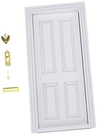 BESTonZON 1 Jeu Petite Porte Blanche Ornements Miniatures Ouverture Porte d'entrée Garage Toys bouda Decoration Interieure Porte de Simulation créative de Porte Miniature en Bois