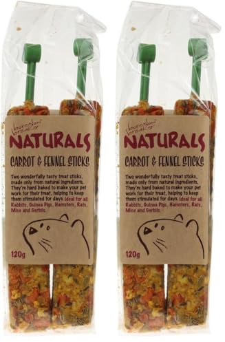 Rosewood Naturals Carrot & Fennel Sticks, Rabbit Treats & Small Animal Treats, 140g (Pack of 2)