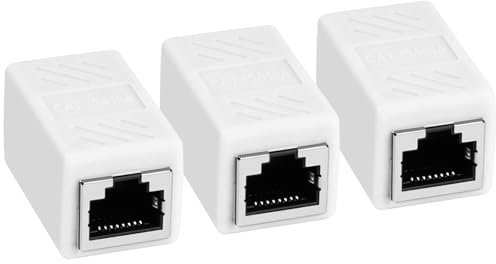 AXFEE RJ45 Coupler, 3Pcs RJ45-Couplers Female to Female, Cat6 Ethernet Cable Connector, LAN Network Connectors, Ethernet-Extender Adapter for Cat8/Cat7/Cat6/Cat5e/Cat5 (White)