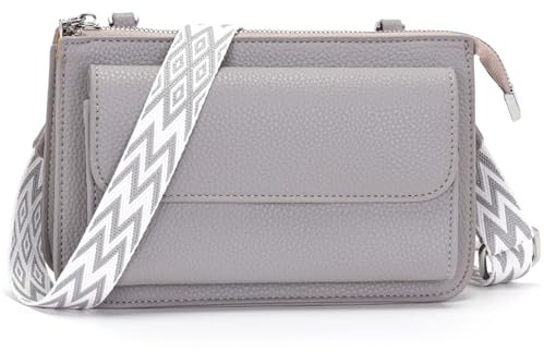 LANXINGLUO pochette telephone portable petit sac bandouliere femme petit sac a main femme crossbody bag Bandoulière amovible de 2,5 cm Gris Violet