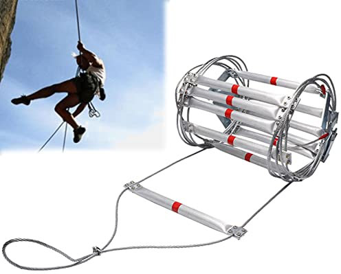LUMSGN Échelles de Secours, échelle de Corde de Secours, échelles de Corde d'escalade multifonctionnelle et Lourde avec Crochets, pour Maison de 2 à 6 étages, 15 m