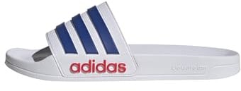 adidas Unisex Adilette Shower Slides, ftwr white/team royal blue/pure ruby, 39 EU