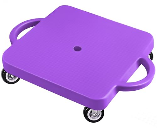 Kids Sitting Scooter Board with Handles Universal Wheels Swivel Casters Plastic Floor Surfer Sports Scooters with Rollers Autism Kids Sensory Scooter Board for Gym Class Physical Education Home Use