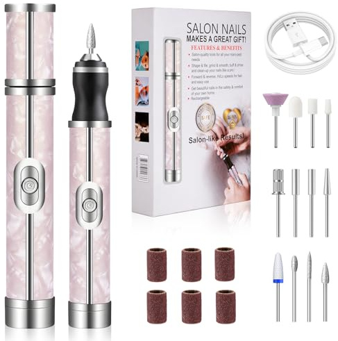 Electric Nail File, Professional Nail Drill Machine for Acrylic and Gel Nails, 20000RPM Adjustable Speed Electric Nail Drill with 12 Drill Bits, for Various Nails and Shapes