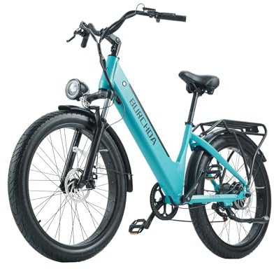 BURCHDA E Bike elektrofahrräder Herren Damen, Ebike 48V 20Ah(960Wh) Akku bis 120km, 26x3 Zoll Electric Bike 7-Gang Getriebe mit LCD-Display, E Fahrrad 250W Motor 95 N.m 25km/h, AZ26 (AZ26-Seeblau)