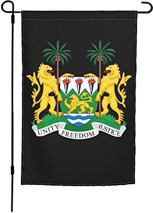 Bandera de jardín con el emblema nacional de Sierra Leona, 30,5 x 45,7 cm, doble cara, para casa o jardín, pequeña, decorativa.