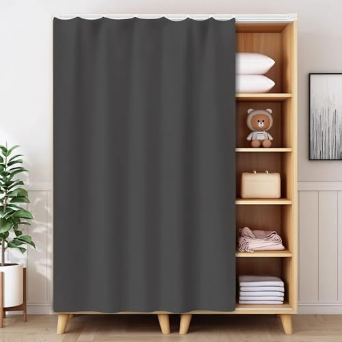YSPZDQ Stanzfrei Schrank Vorhang, Wasserdicht Verdunkelung Vorhang für Schrank, Dicker Schrankvorhang zum Schieben, Regal Vorhang für Küche & Fenster(Dark Gray,80X180cm)