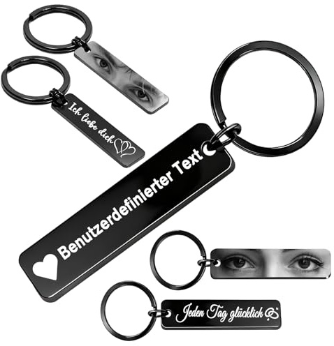 Personalisierter Schlüsselanhänger mit Augen und Name - Doppelseitig mit Fotogravur - Personalisierte Geschenke für Partner, Freunde und Tierliebhaber (Augen-Schlüsselanhänger)