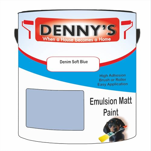 Premium Interior Wall & Ceiling Emulsion Paint – Denim Soft Blue – Rich Matt Finish, Durable & Washable, Low Odour, Ideal for Living Rooms, Bedrooms & Hallways (250ML Tin)
