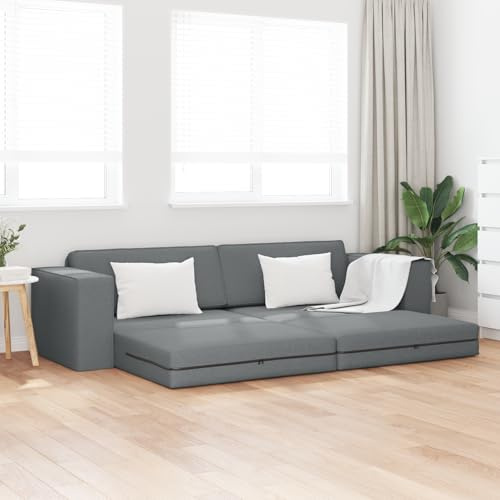 ROMHZKS Modulares Boden Sofa Bett Grau 200cm Breite Ausziehbar Schlaffunktion Gästebett Lounge Möbel Wohnzimmer Sitzgruppe