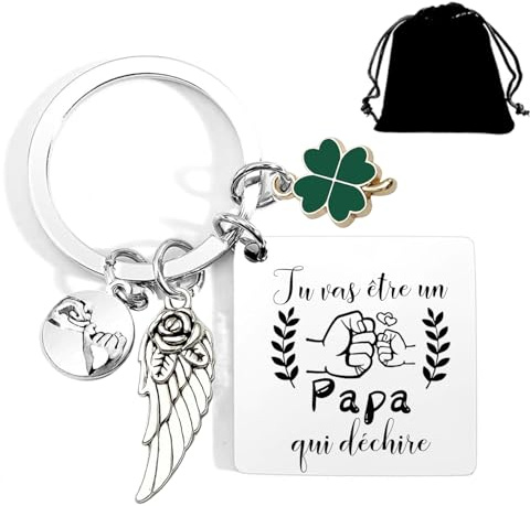 Lumengqi Porte clés pour futur Papa Cadeau Annonce grossesse Porte clés pour un futur papa - futur papi - futur parrain - futur tonton cadeau tu vas etre papa tonton parrain papy
