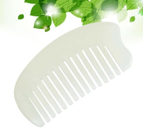 SKISUNO Natürlicher Jadekamm Massage Haarkamm für Kopfmassage mit Glatten Kanten aus Jade zum Entwirren der Haare zu Hause und Büro