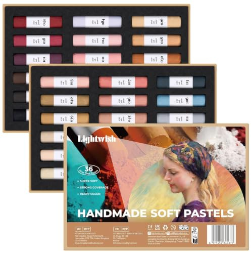 LIGHTWISH 36 Soft Pastellkreide Set Hauttöne für Künstler, Handgemachte | Weichpastellkreiden - Ungiftige Softpastell mit intensiven Farben für Malerei, Schattierung, 36PCS