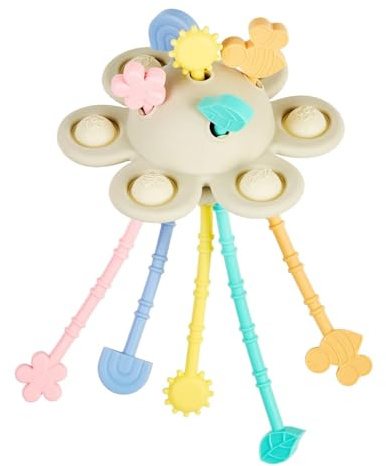 Nattou Silicone Montessori Baby - 6-12 - 18 Months - Sensory Toy - Motor Skills Toy - Activity Toy for Babies - BPA-Free Silicone Pull Rope - 20 cm - Multicoloured