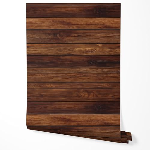 GP TONER Vliestapete Dunkles Holz Rustikal Braun Landhaus Stil Bretteroptik Vintage Wandgestaltung Tapete Wohnzimmer Schlafzimmer Küche Flur Büro UV-beständige Tapete 5m x 0,5m