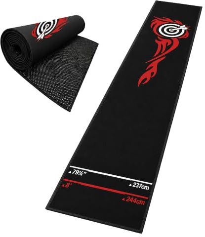 Relaxdays dartmatta, med oche-kastlinje, dartmatta, mått: 60x260 cm, färg | halkskydd, golvskydd, polyester, gummi