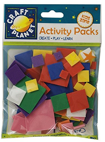 Craft Planet Crafty Foam Shapes, Squares, 75 Pieces, Assorted Colours, Craft Accessories, Card Making Supplies, Coloured Foam Sheets, Modelling, Printing, Paint, Foam Crafts Padding