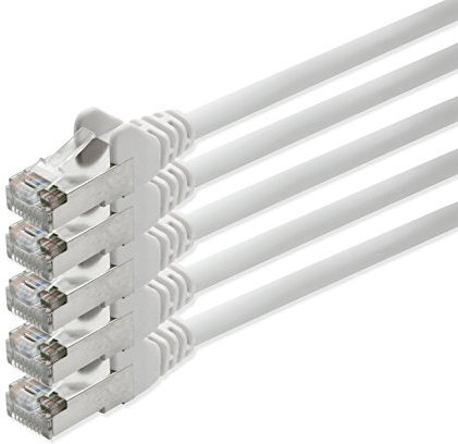 Câble réseau 1aTTack CAT5 FTP blindé avec 2x jeu de connecteurs RJ45 (5 pièces) 5m blanc