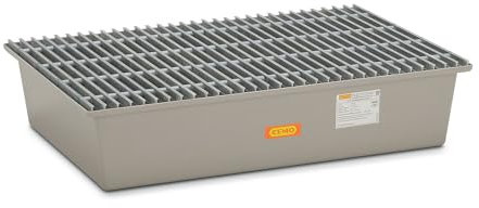 CEMO | GFK-Boden-Auffangwanne | 2 x 200-l-Fass | mit Zulassung | mit GFK-Gitterrost