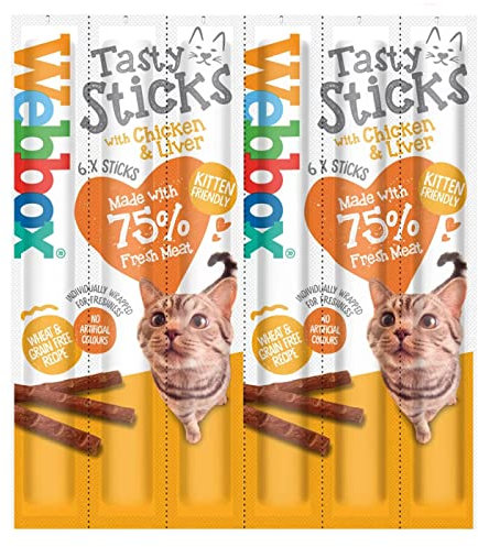 Webbox Cat Treat Chicken & Liver pack of 6 sticks, 30g