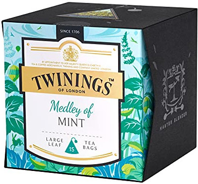 Twinings Platinum Medley of Mint Kräutertee - erfrischender Pfefferminztee aus zwei Arten Pfefferminze im Pyramiden-Teebeutel mit hochwertiger Pfefferminze und grüner Minze, 15 Teebeutel (30 g)