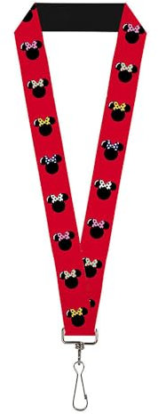 Buckle-Down Lanière-1.0-Silhouette Minnie Mouse Rouge/Noir/Pois Chaîne de clé, Multicolore, Taille Unique Mixte