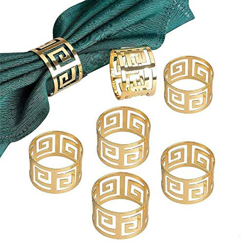 Yalulu 12 Stück Serviettenringe Servietten Halter Banquet Serviette Ring Dinner Hochzeits Weihnachten Dekoration Tischdeko (Gold)