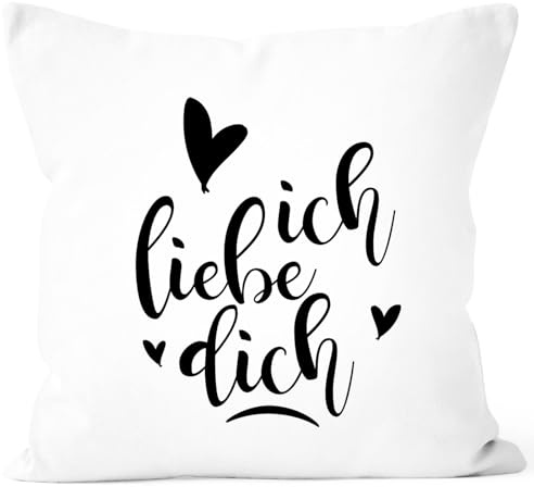 MoonWorks Kissenbezug Ich Liebe Dich I Love You Liebe Love Geschenk Frau Freundin Mann Freund Zuneigung Kissen-Hülle Deko-Kissen Baumwolle Weiss 40cm x 40cm