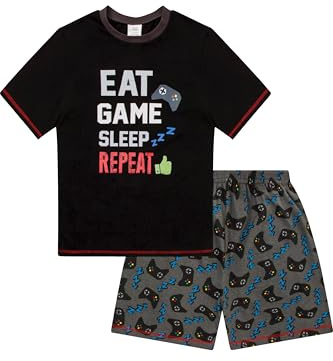 ThePyjamaFactory Jungen Eat Game Sleep Controller Kurzer Baumwolle Gaming Schlafanzug