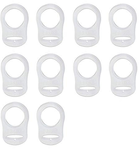 10X Silikonknopfring Silikonring Schnuller Halter Clip Adapter für Baby Schnuller Schnullerketten, transparent