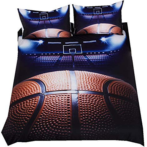 Bettwäsche-Set Bettbezug-Set Basketball-Spiel Sport Stil Bettbezug + Kissen Fall Band Unsichtbarer Reißverschluss Bettwäsche-Set (Basketballspiel, 200x200cm)