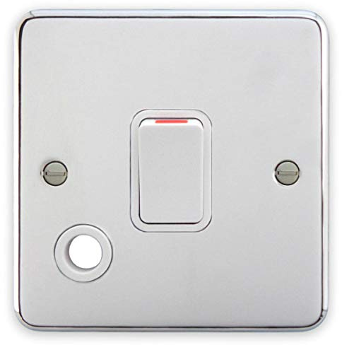 Deta 1935CHW Double Pole Switch with Flex Outlet - 20 Amp Polished Chrome/White Insert